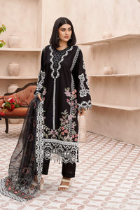 Black Schiffli Embroidered Cotton 3-Piece Suit