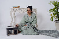 Mint Green Schiffli Cotton 3-Piece Suit with Printed Dupatta